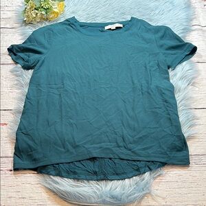 LOFT Green Mixed Media Green Short Sleeve Tee sz M